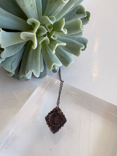Oxidized Turquoise Pendant Necklace {SS/Estate}