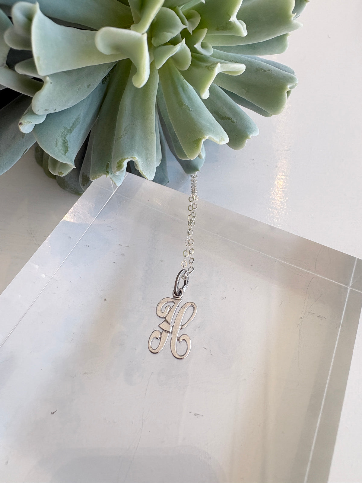 Script "H" Charm Necklace {Estate/Silver}