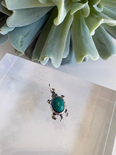 Stone Turtle Charm {Estate/Silver}