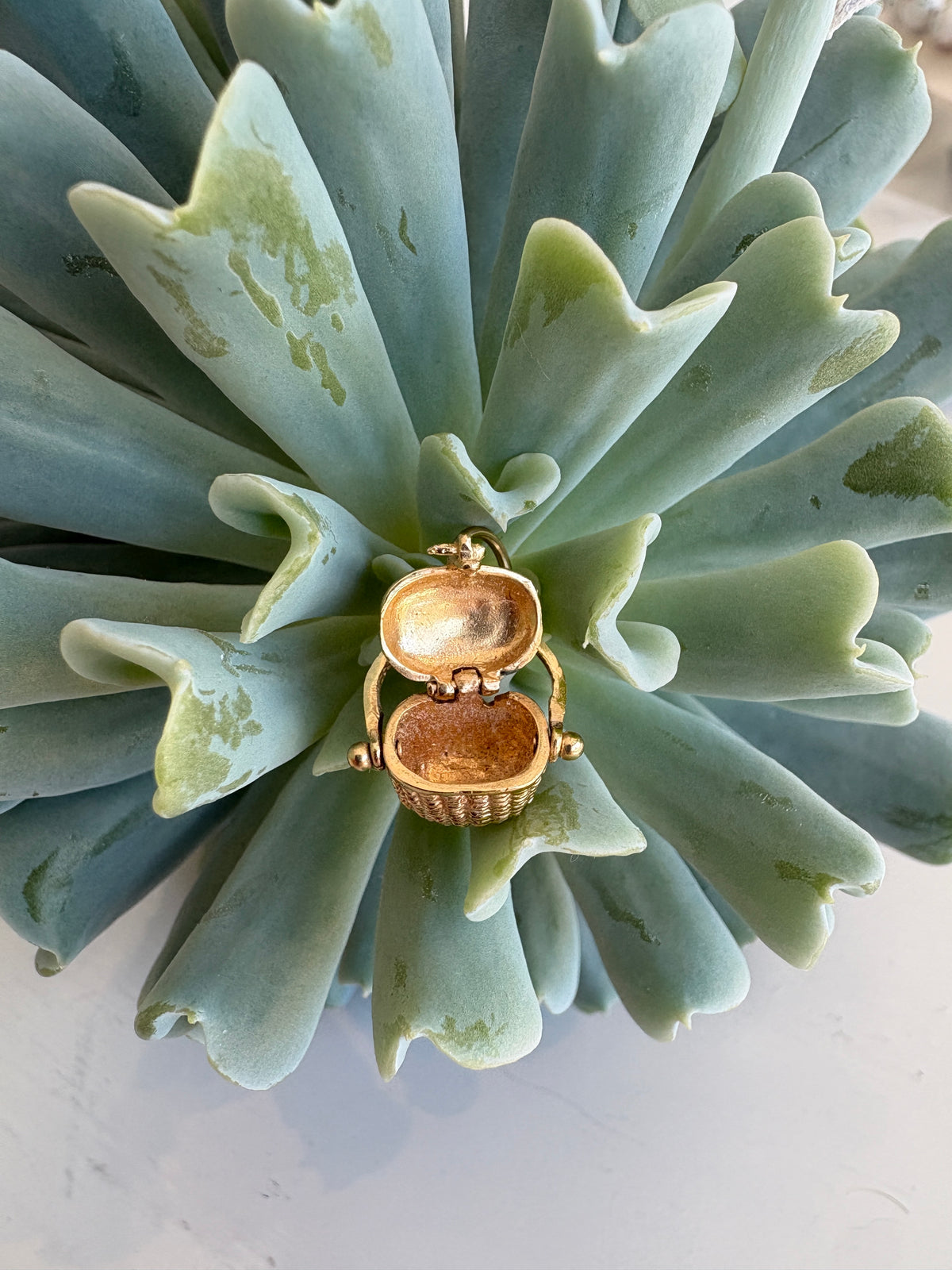Wicker Basket Charm {14kt/Estate}
