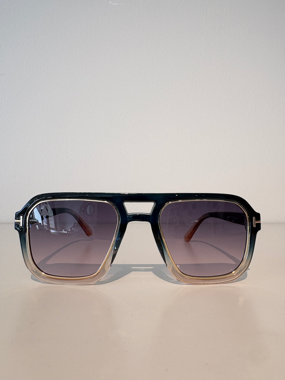 Sebastian Cho Square Aviator Sunglasses {Peacock/Blush}