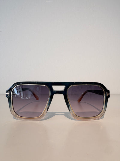 Sebastian Cho Square Aviator Sunglasses {Peacock/Blush}