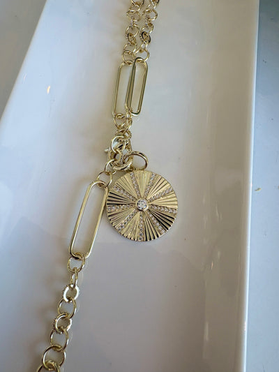 Solar Radiance Lobster Link Lariat Necklace {Gold}