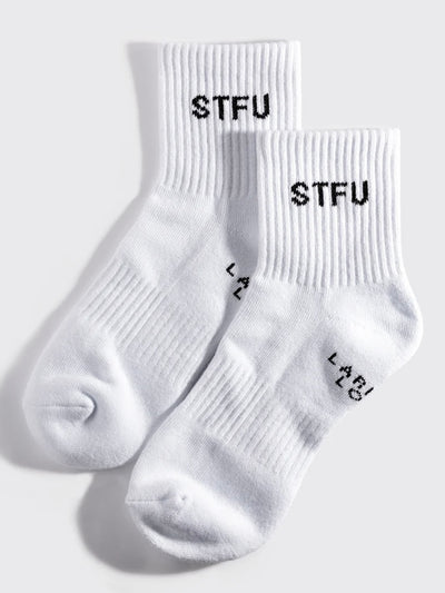STFU Quarter Crew Socks {White}