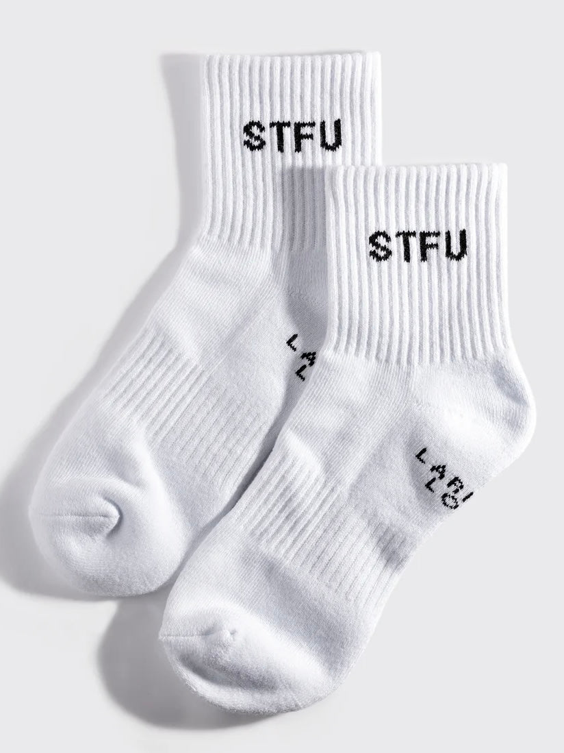 STFU Quarter Crew Socks {White}