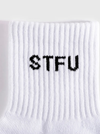 STFU Quarter Crew Socks {White}