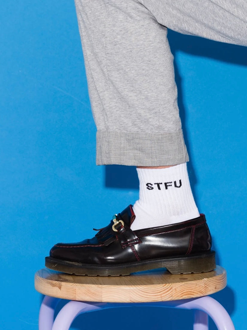 STFU Quarter Crew Socks {White}