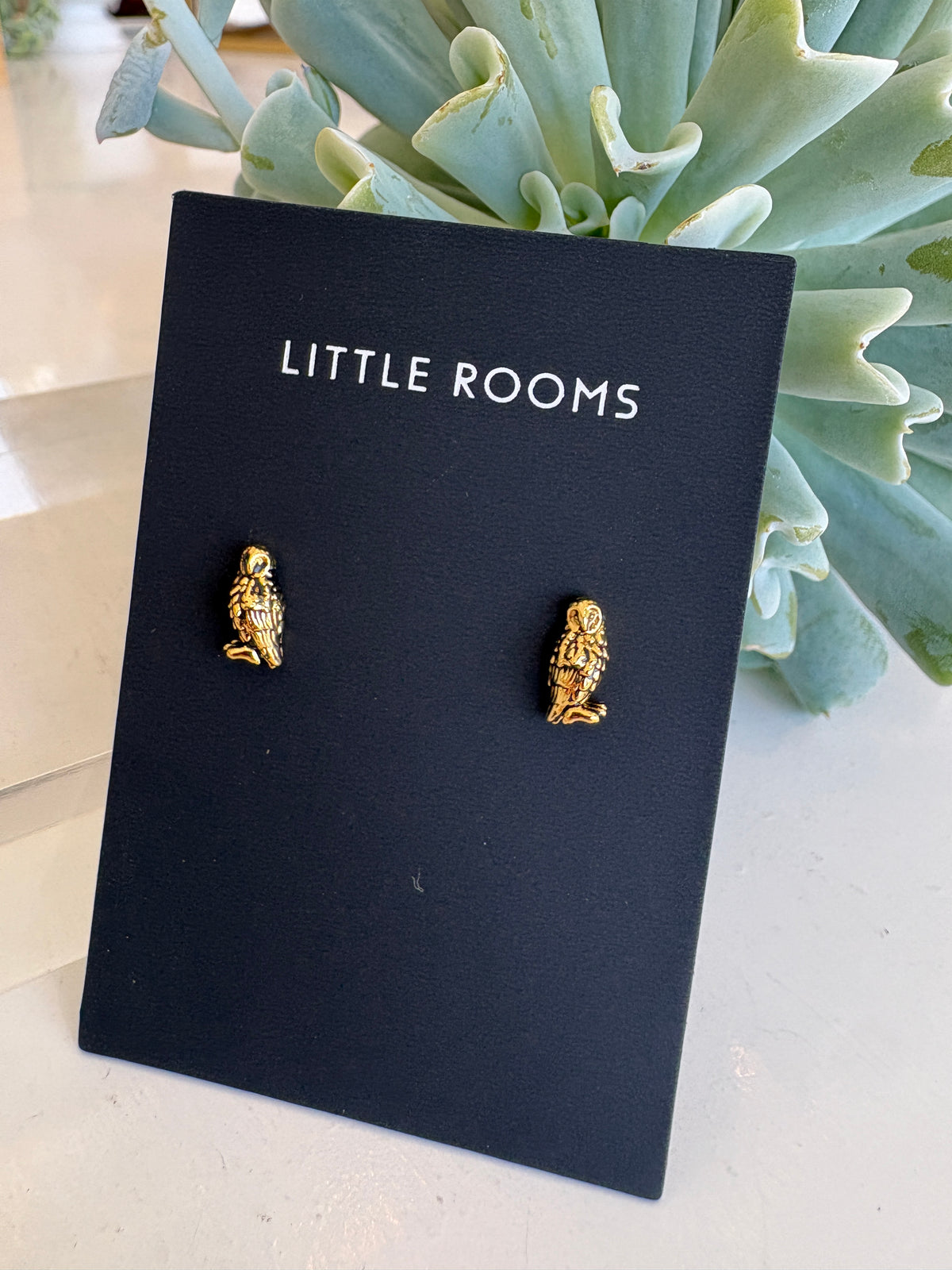 Owl Stud Earrings {Gold}