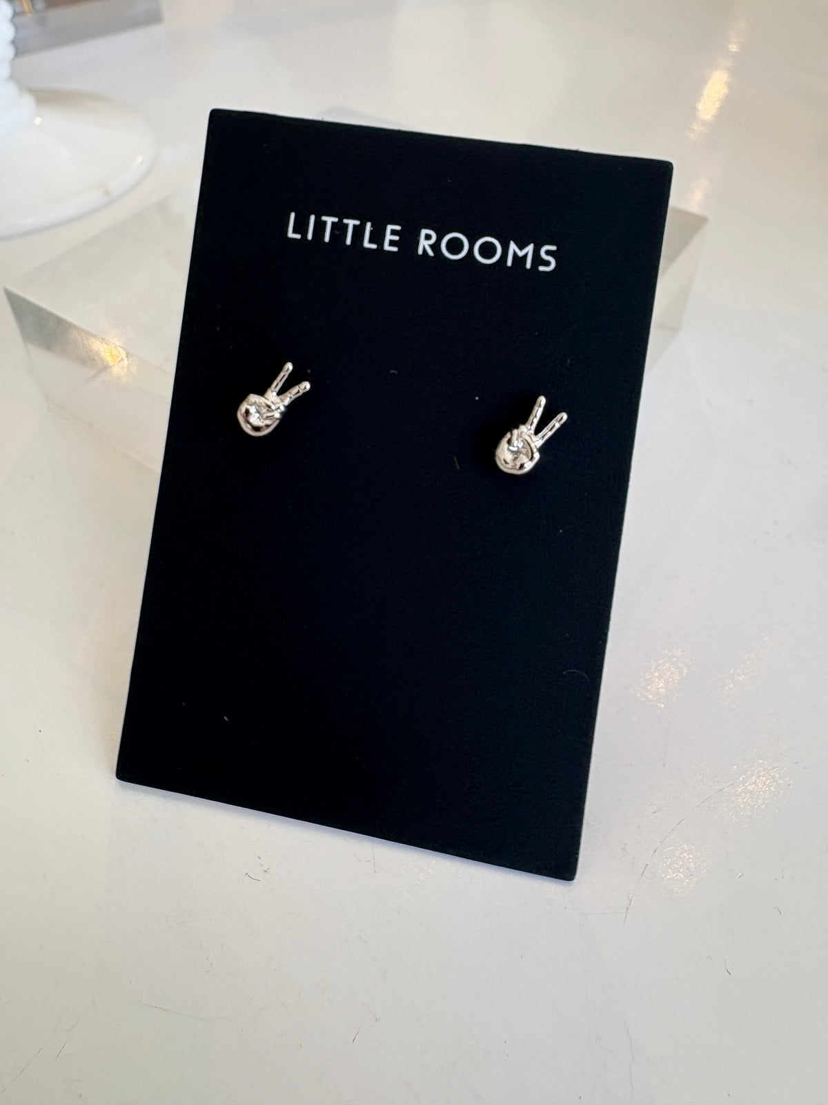 Peace Sign Stud Earrings {Silver}