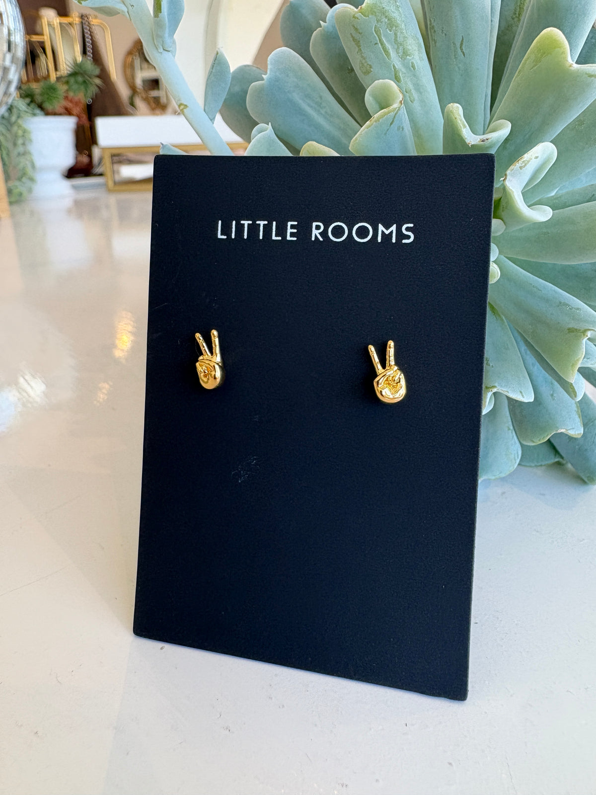 Peace Sign Stud Earrings {Gold}