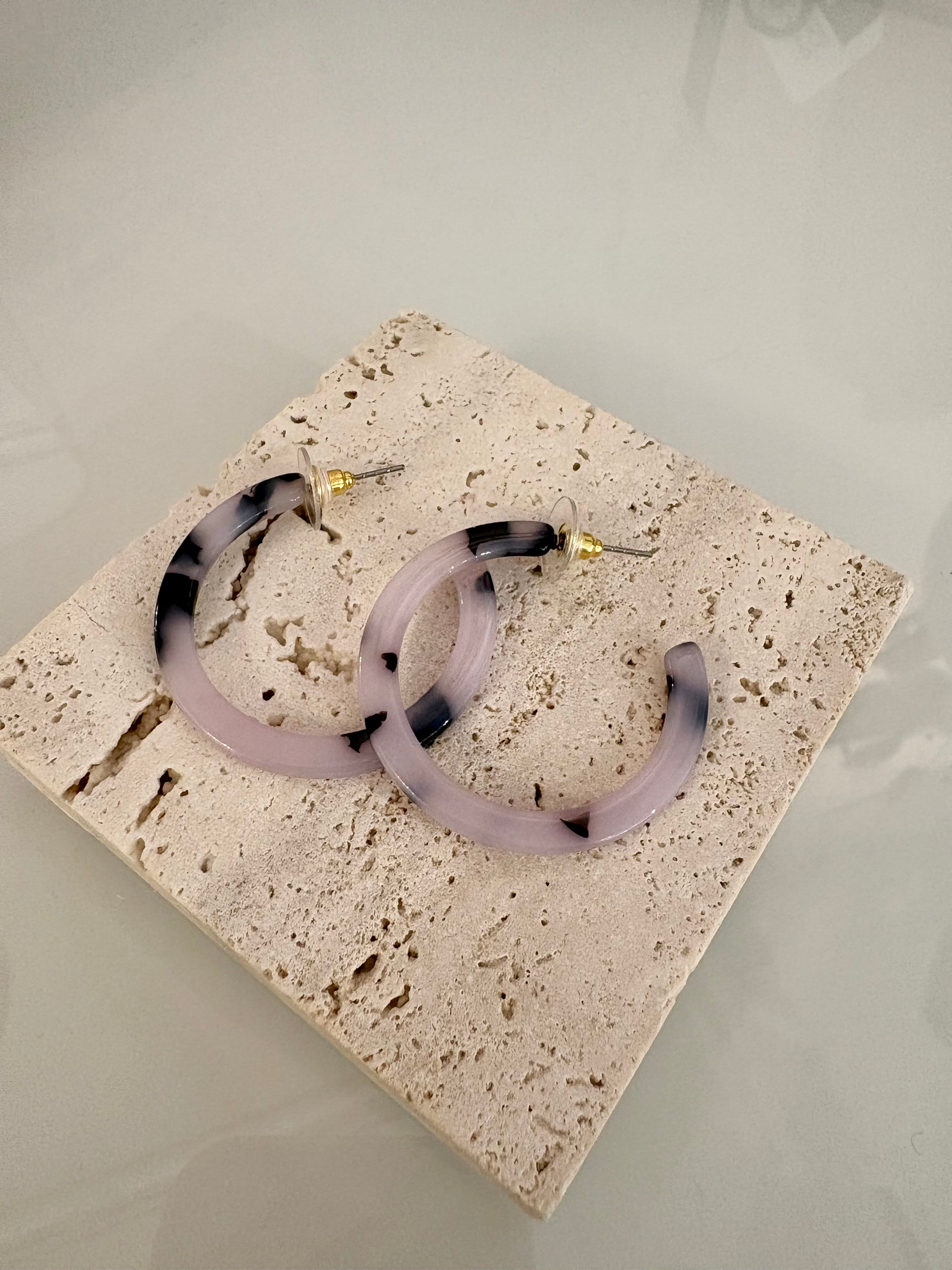 1.5" Acrylic Hoop Earring {Snow Tortoise}