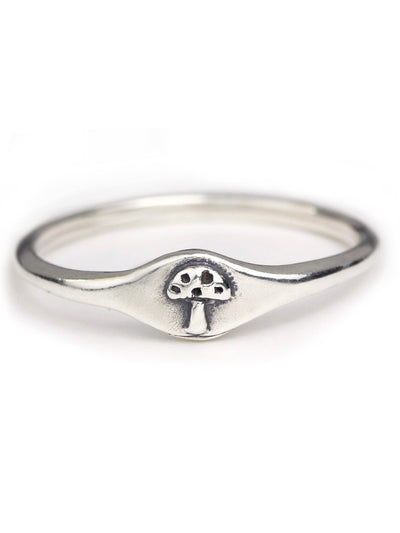 Mushroom Signet Ring {Silver}