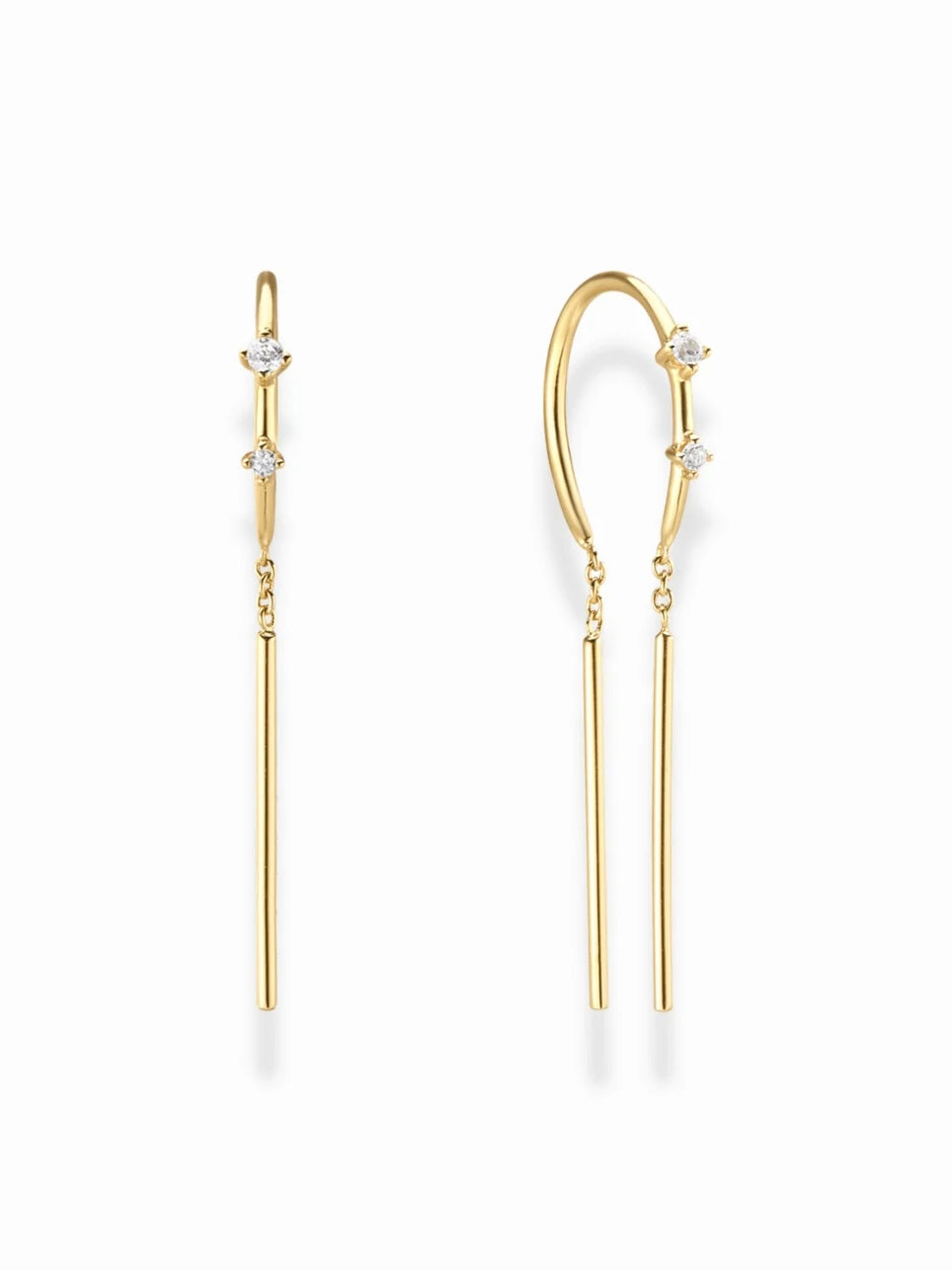 Mila Crystal Threader Huggie Hoops {Gold}