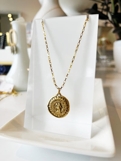 Antiqued St. Christopher Necklace {Gold}