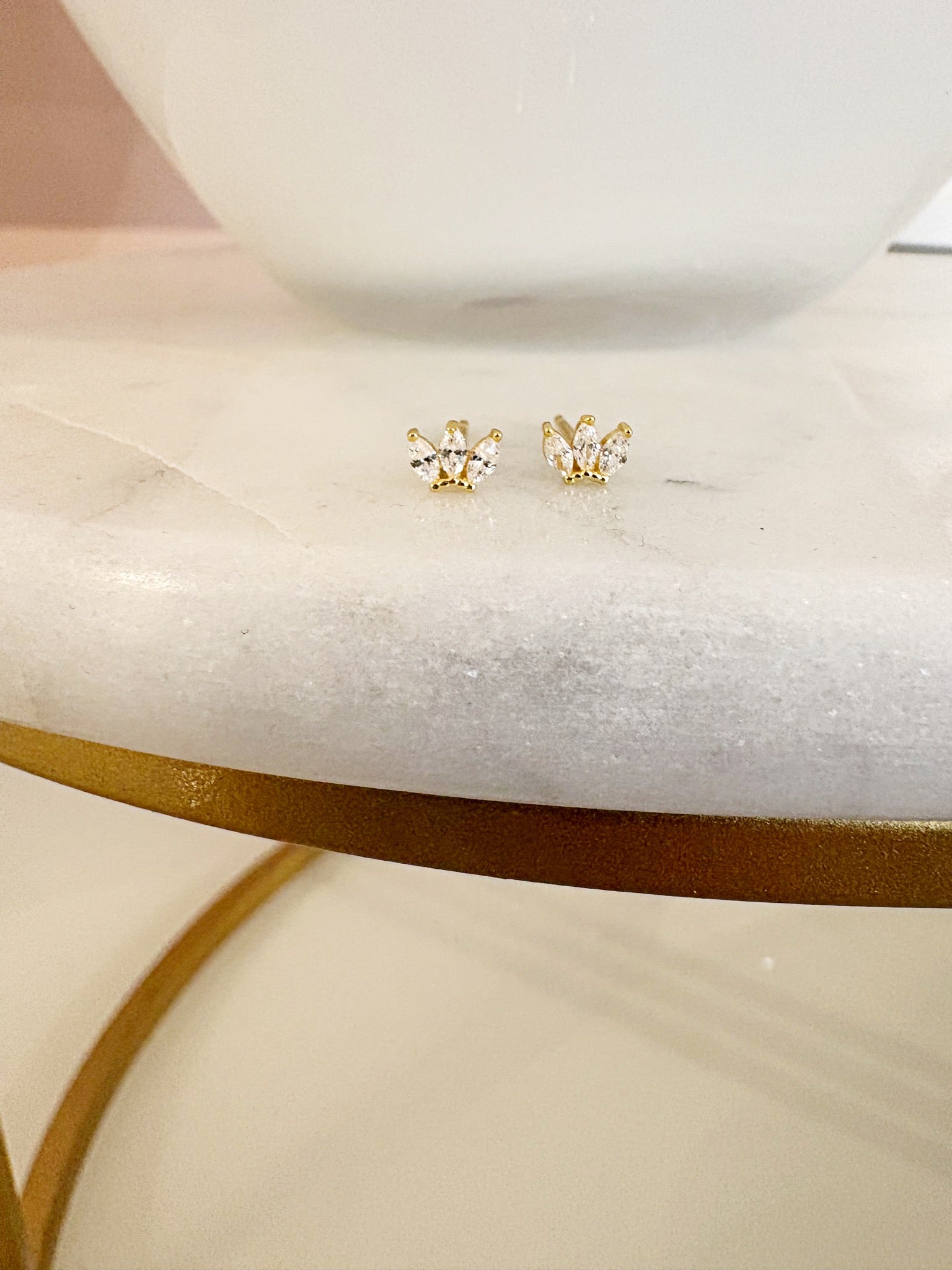Dainty Sparkle Crown Stud Earrings {Gold}