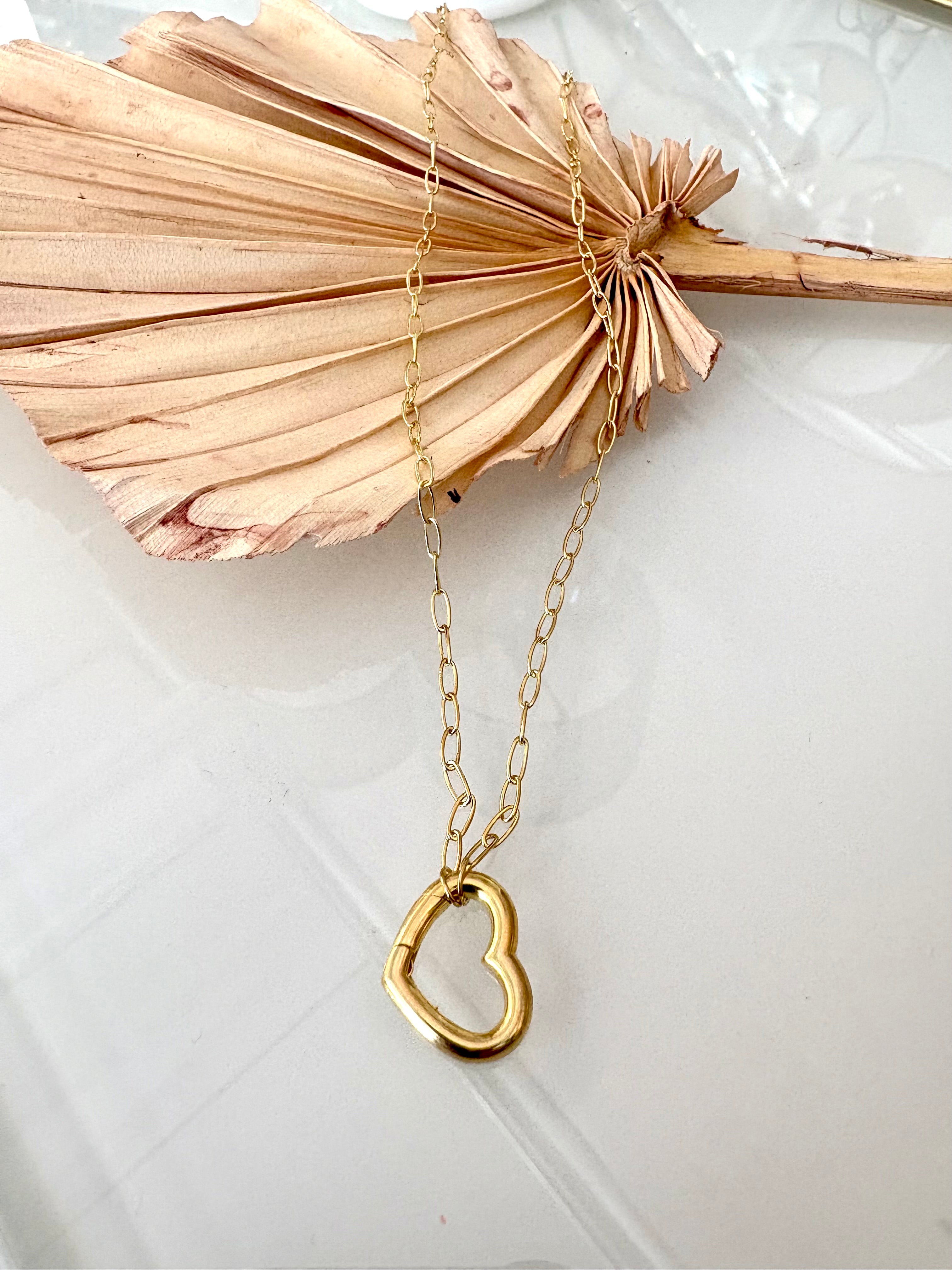 Mini Paperclip Heart Necklace {Gold}