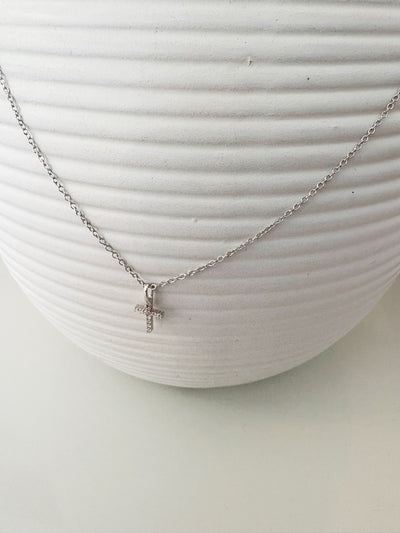 Sparkle Cross Necklace {Silver}