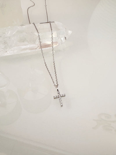 Sparkle Cross Necklace {Silver}
