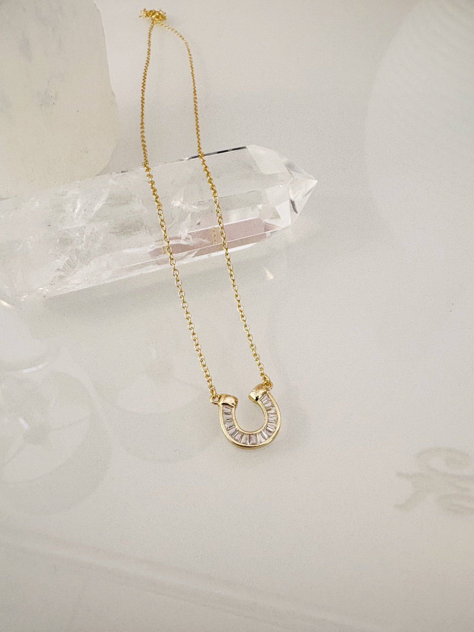 Station Horseshoe Necklace {Gold}