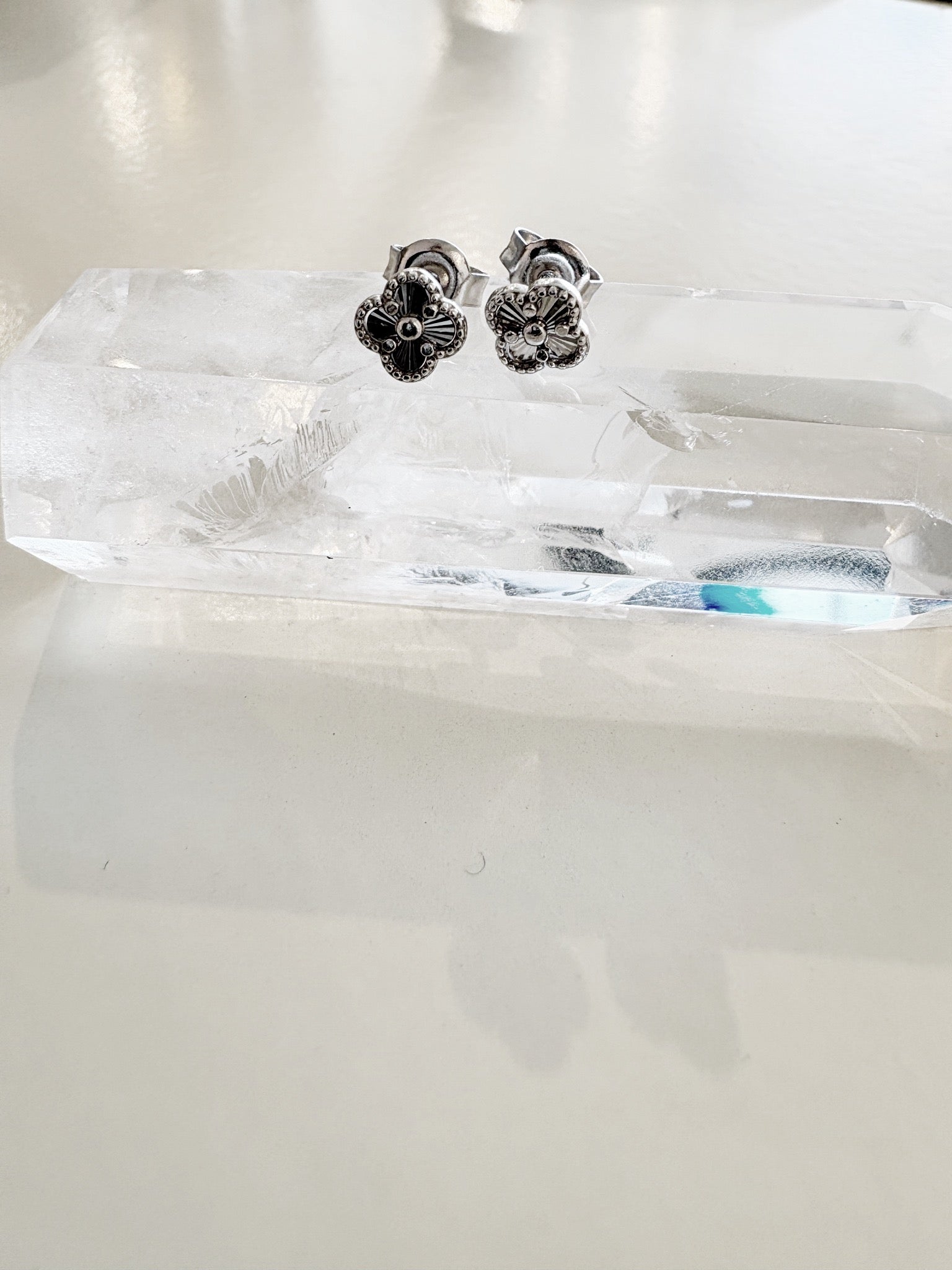 Dainty Clover Post Earrings {Silver}