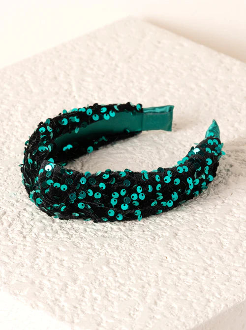 Knotted Sequins Headband {Green}