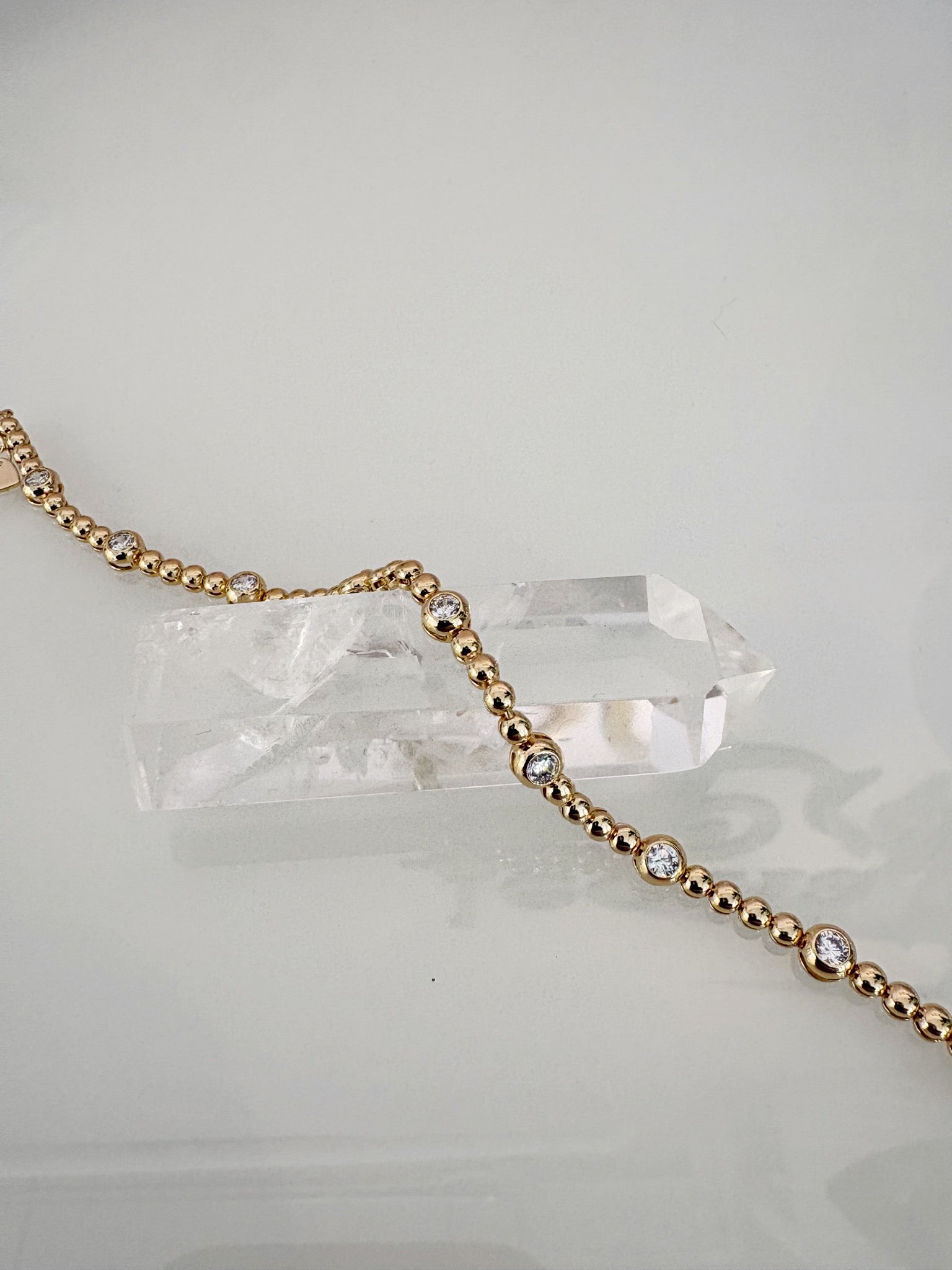 Beaded Bezel Sparkle Bracelet {Gold}