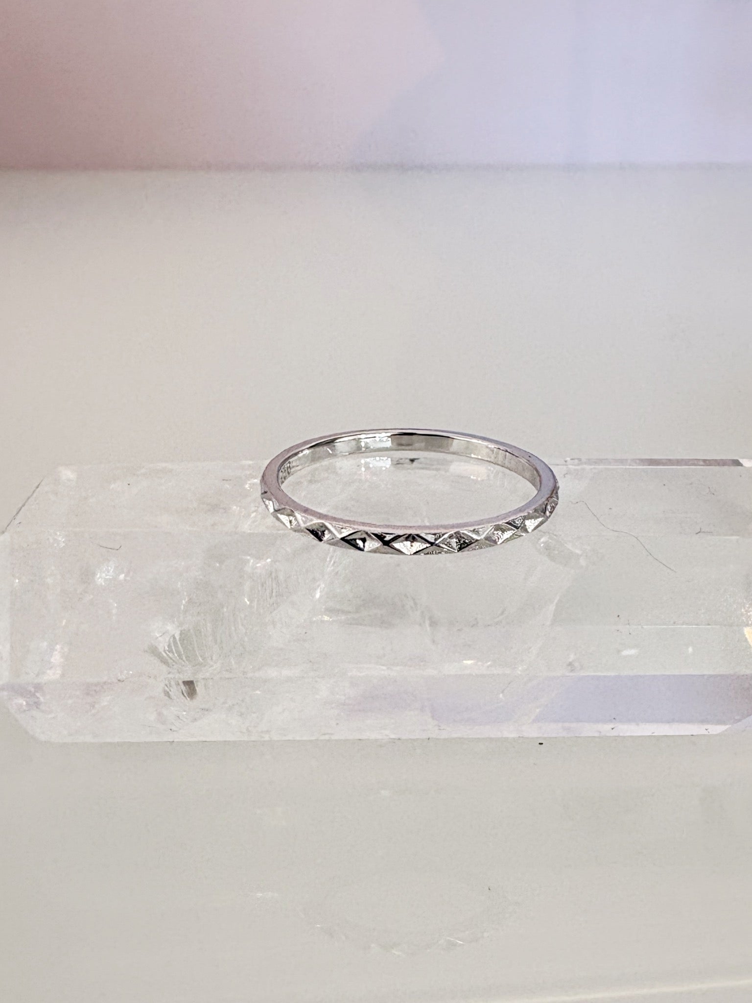 Criss Cross Textured Stacking Band {Silver}