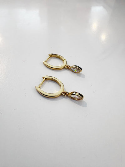 Marquise Drop Huggie Earrings {Gold}