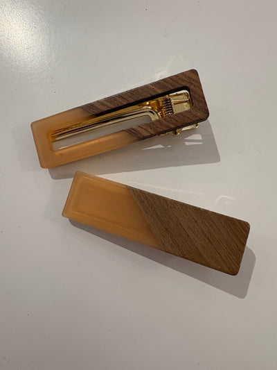 Two Tone Wood Hair Clip Set {Blush/Square}