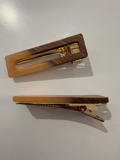 Two Tone Wood Hair Clip Set {Blush/Square}