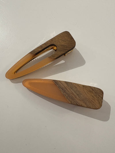 Two Tone Wood Hair Clip Set {Blush}