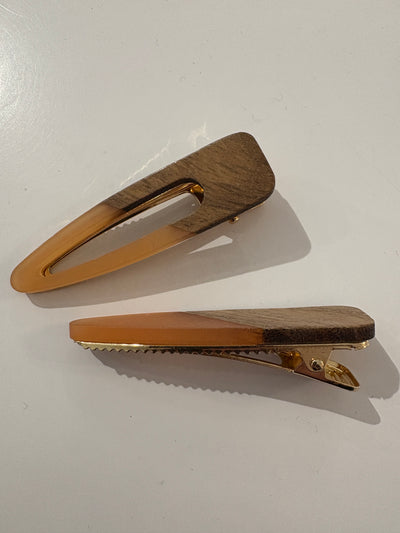 Two Tone Wood Hair Clip Set {Blush}