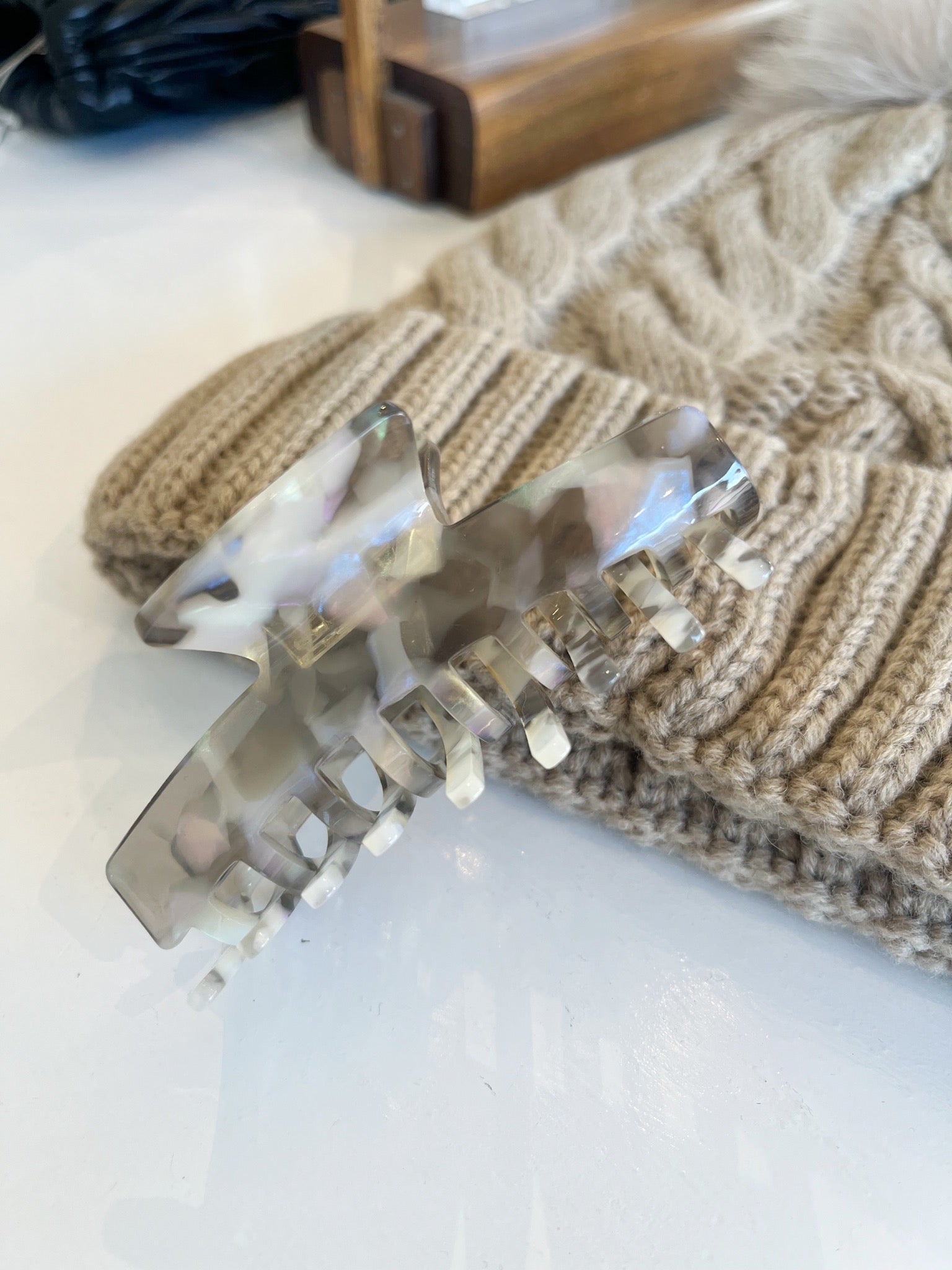 Hair Claw Clip {Grey Marble}