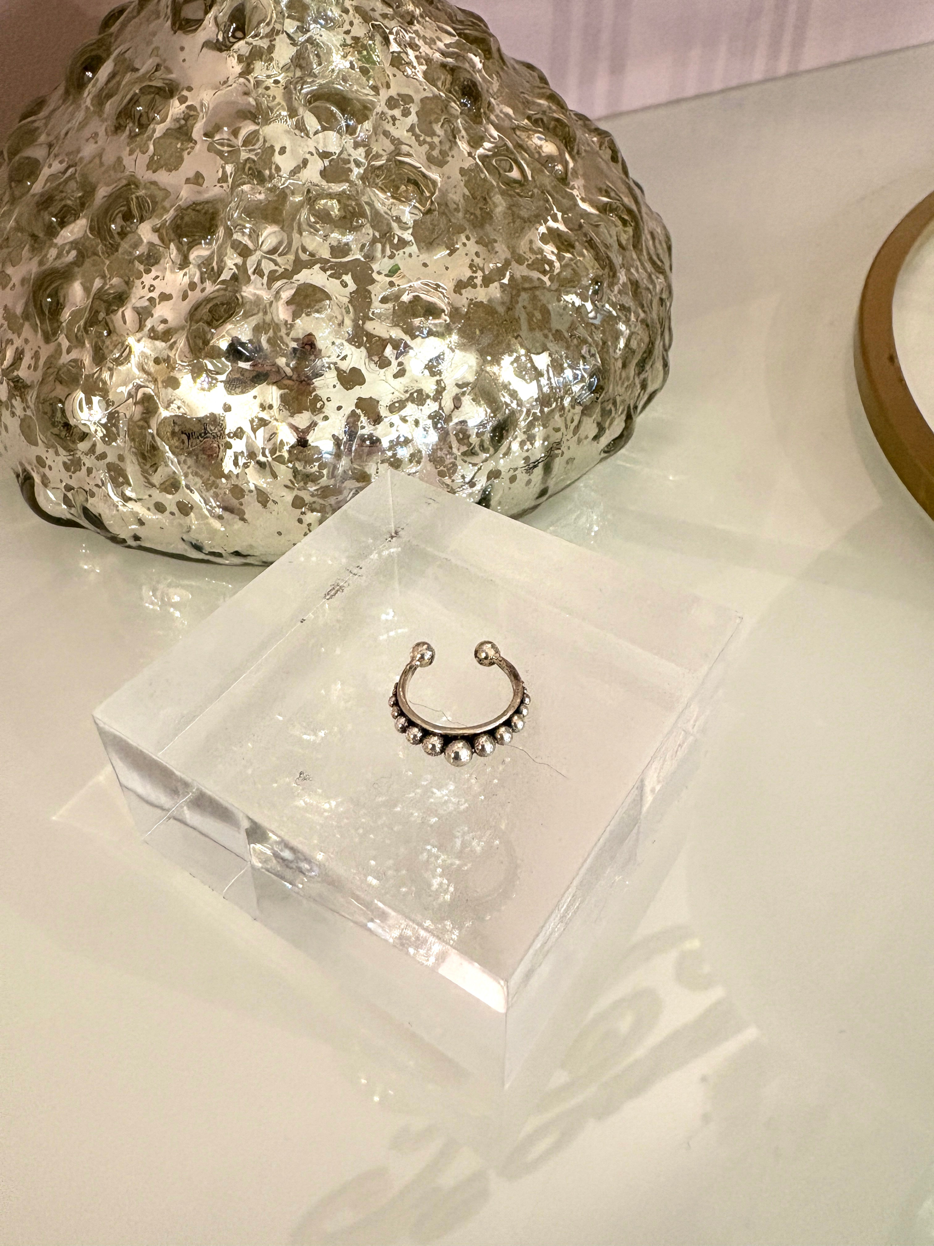 Graduated Beaded Ear Cuff {Silver}