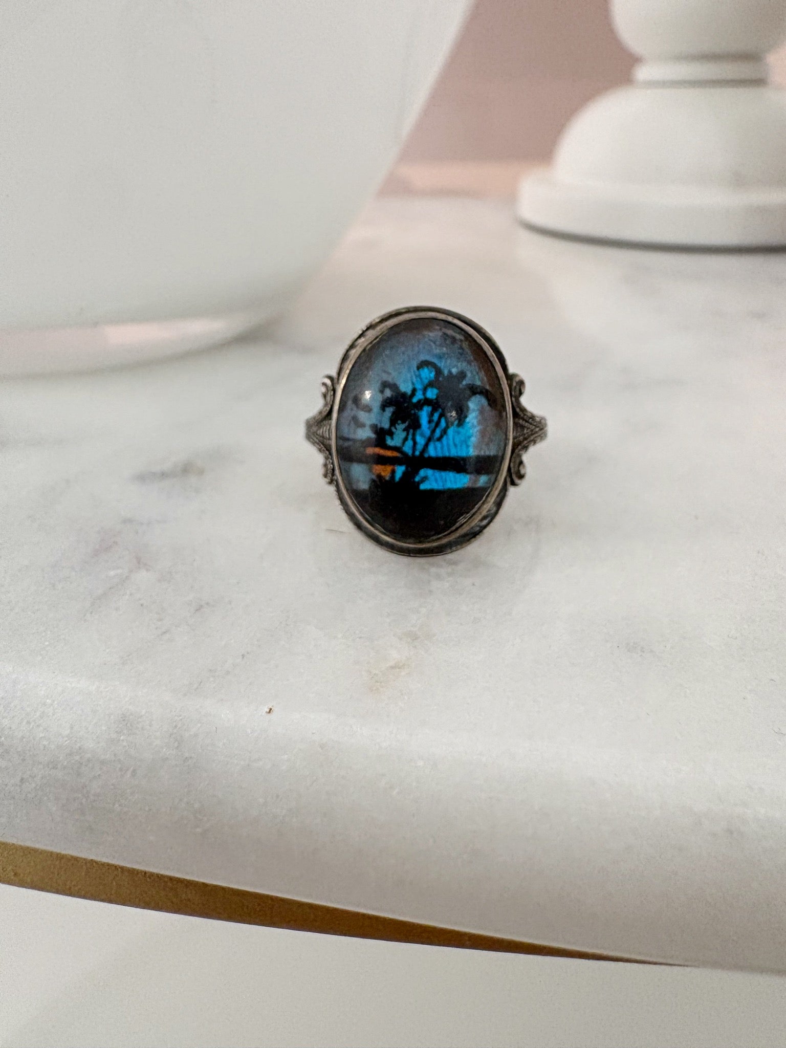 Island Scene Ring {Estate/Silver}