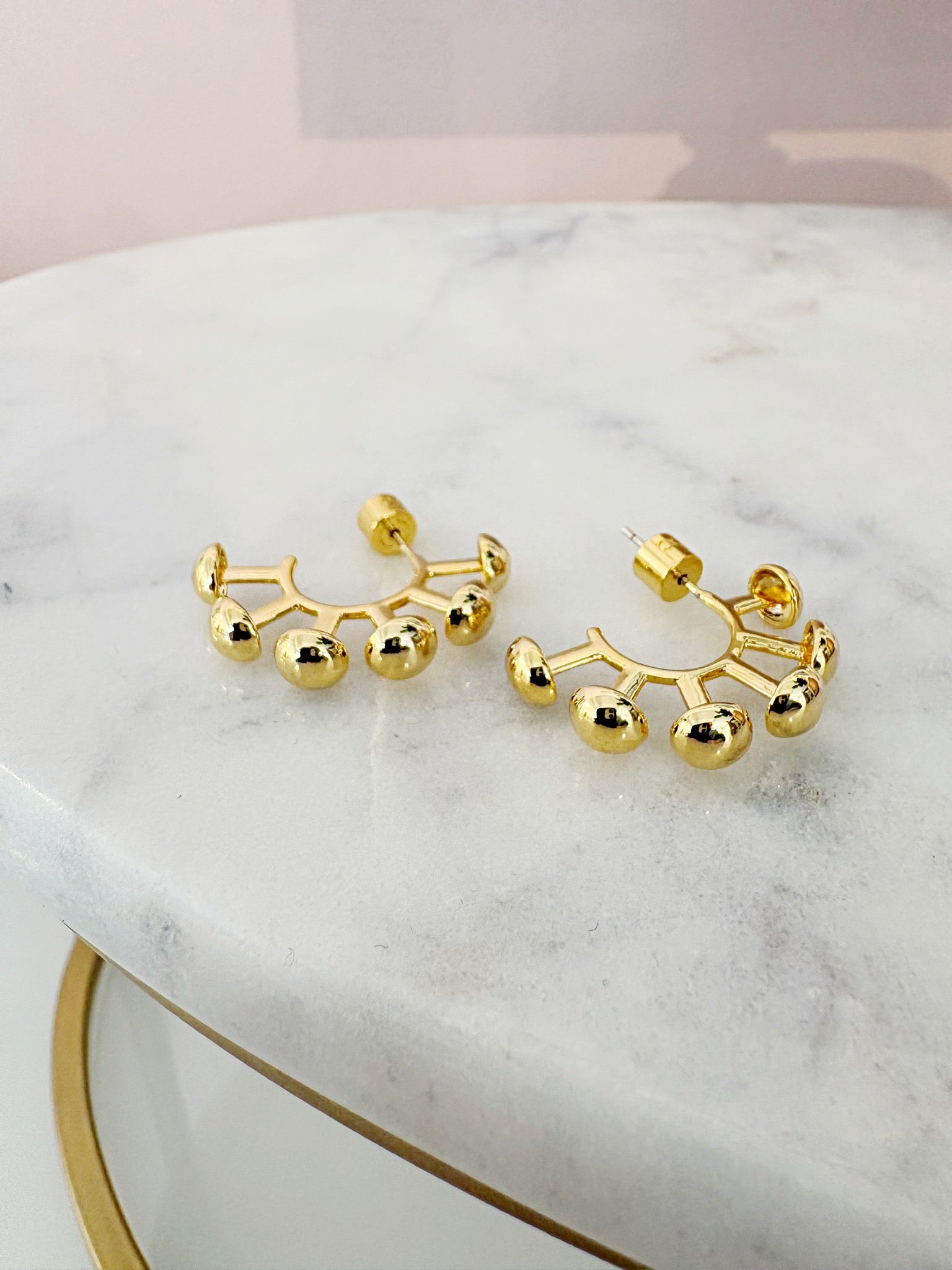 Dotted Lines Half Hoop Earrings {Gold}