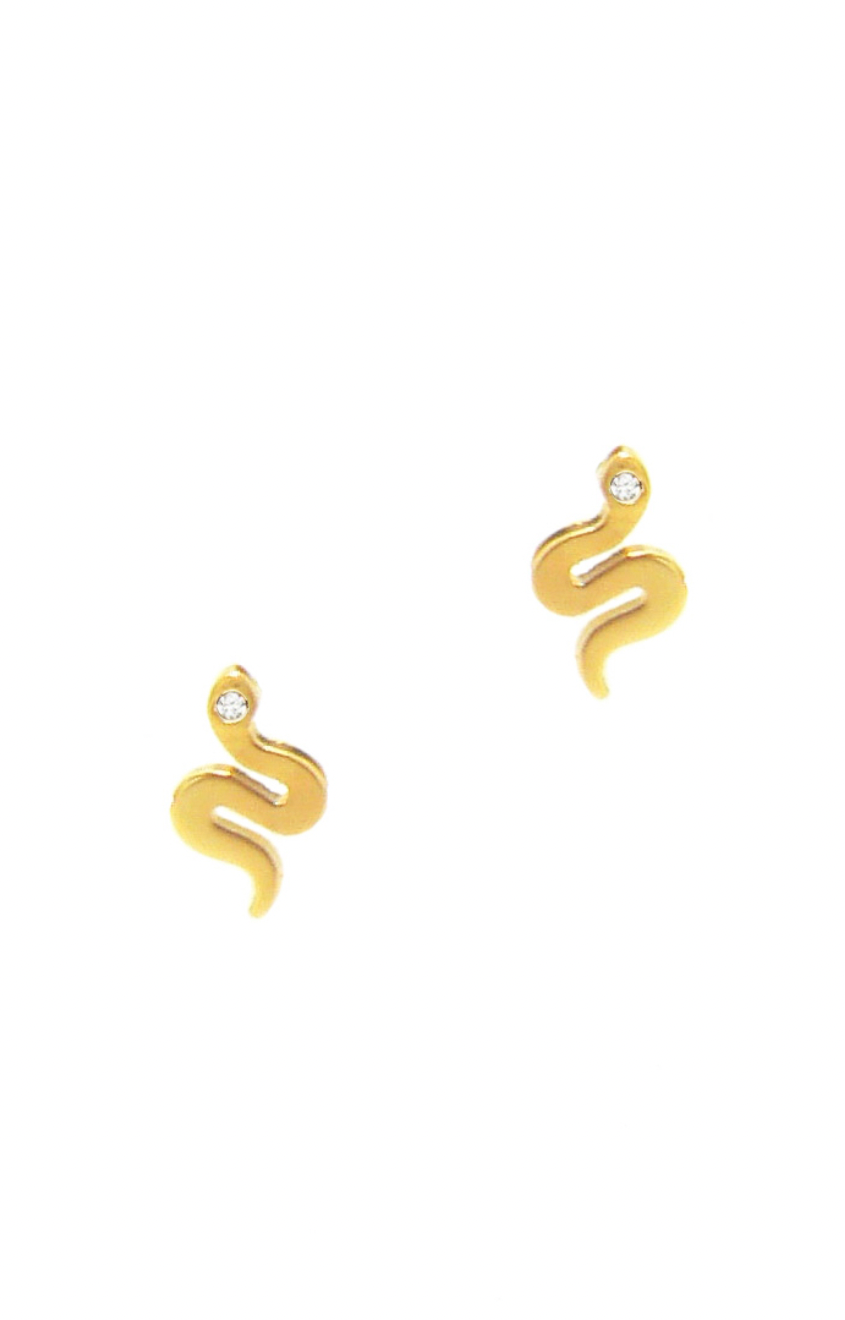 Simple Snake Post Earrings {Gold}