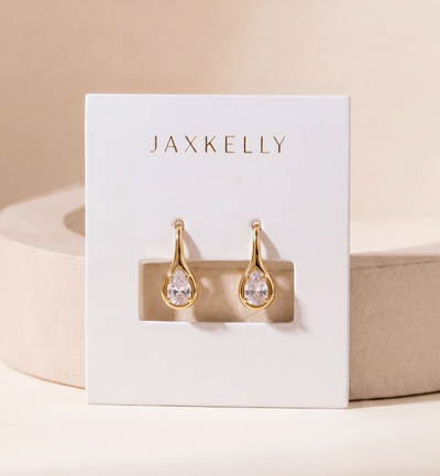 Mini Pear Drop Earrings {Gold/White}