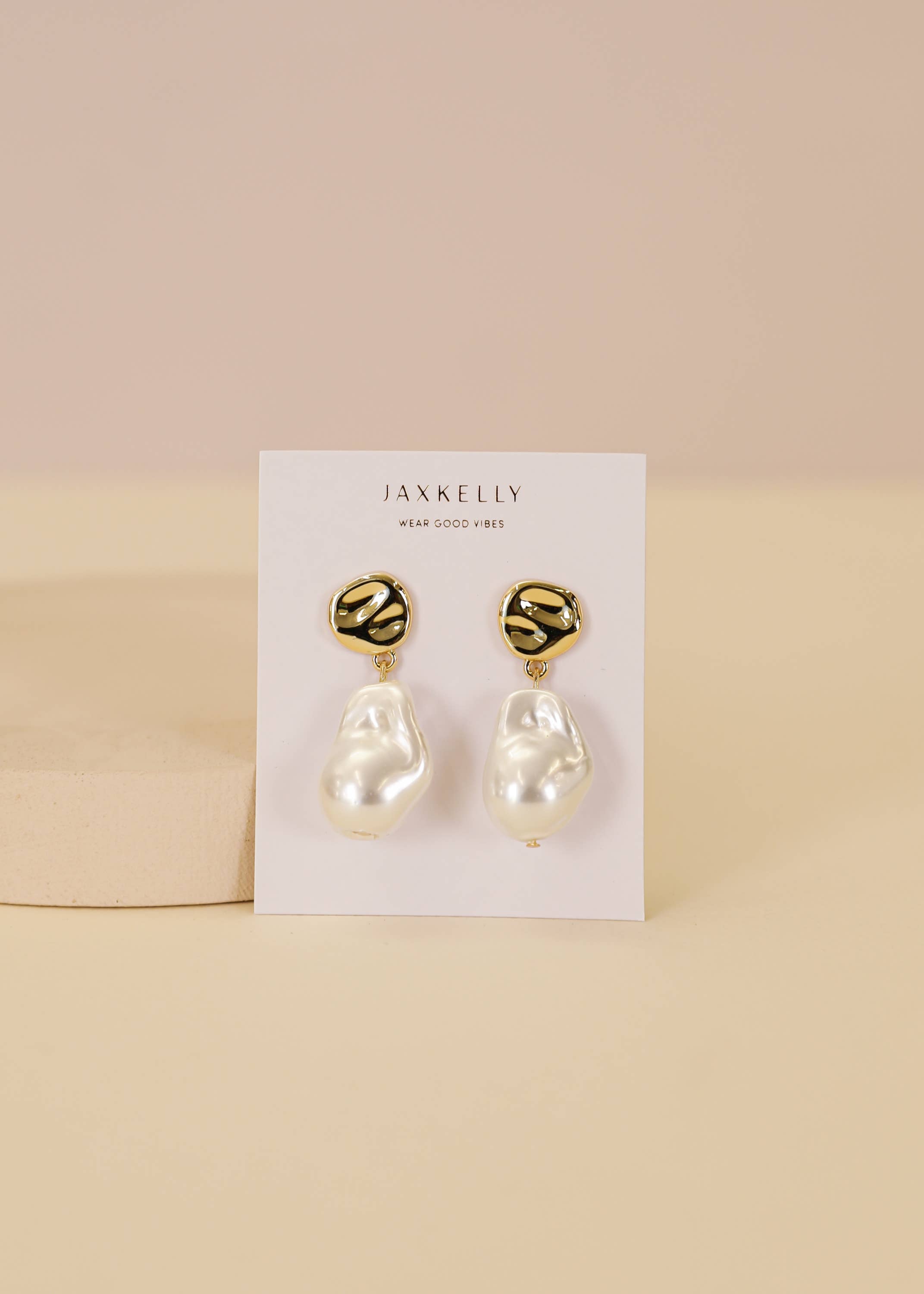 Abstract Pearl Drop Earrings {Gold}