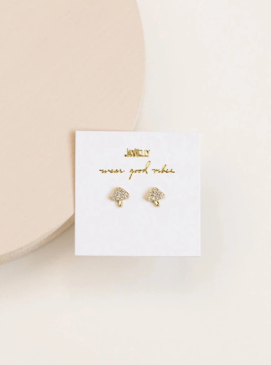 Pave Mushroom Studs {Gold}