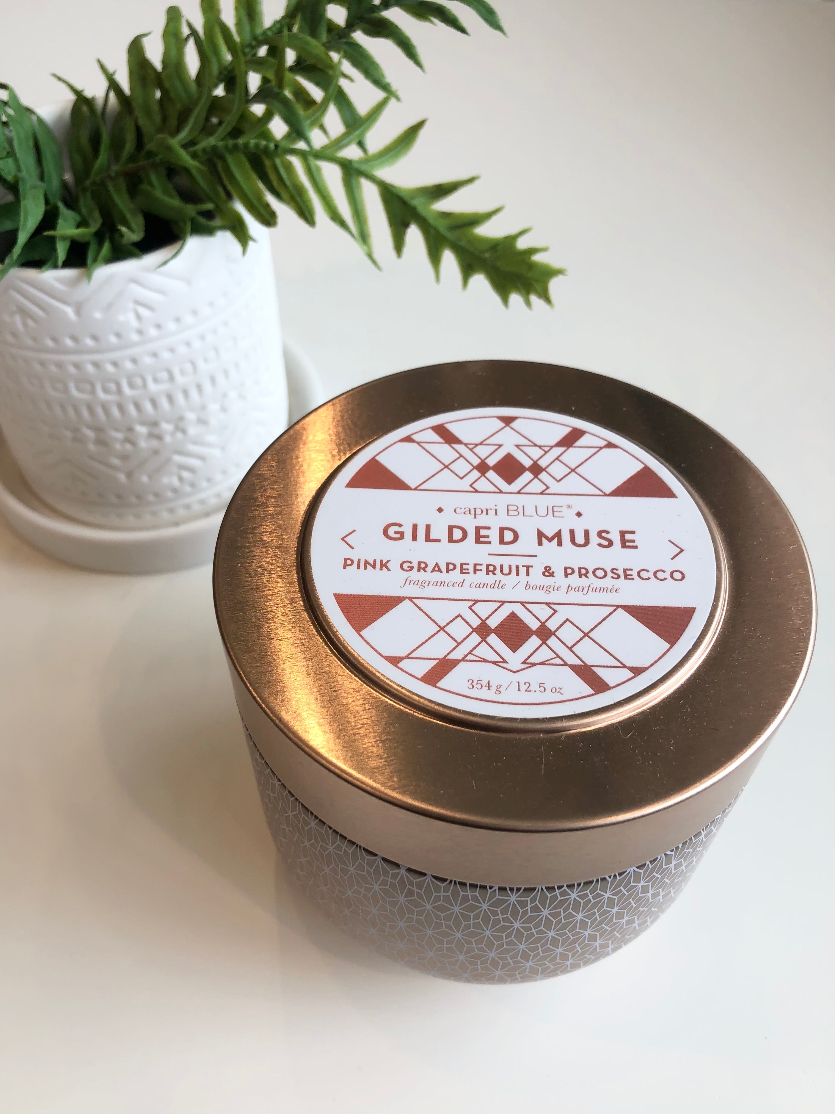 Gilded Muse Candle Tin {Pink Grapefruit & Prosecco}